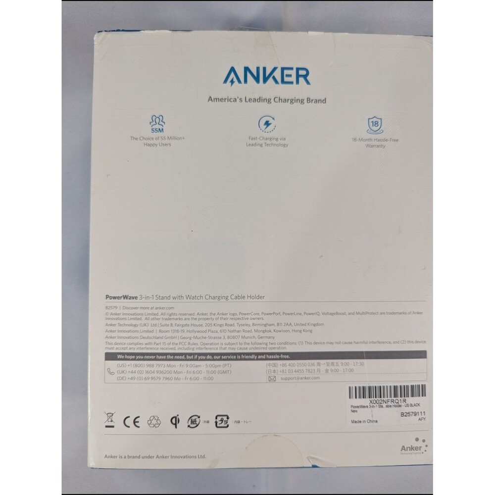 Anker PowerWave 3-in-1 Stand Wireless Charger Watch Cable Holder B2579